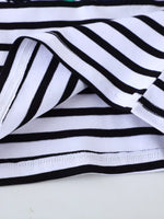 Children's Striped Long Sleeve T-Shirt with Construction Vehicle Appliques