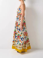 Printed Square Neck Maxi Cami Dress - Ladyez