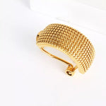 18K Gold-Plated Textured Wide Band Hoop Earrings