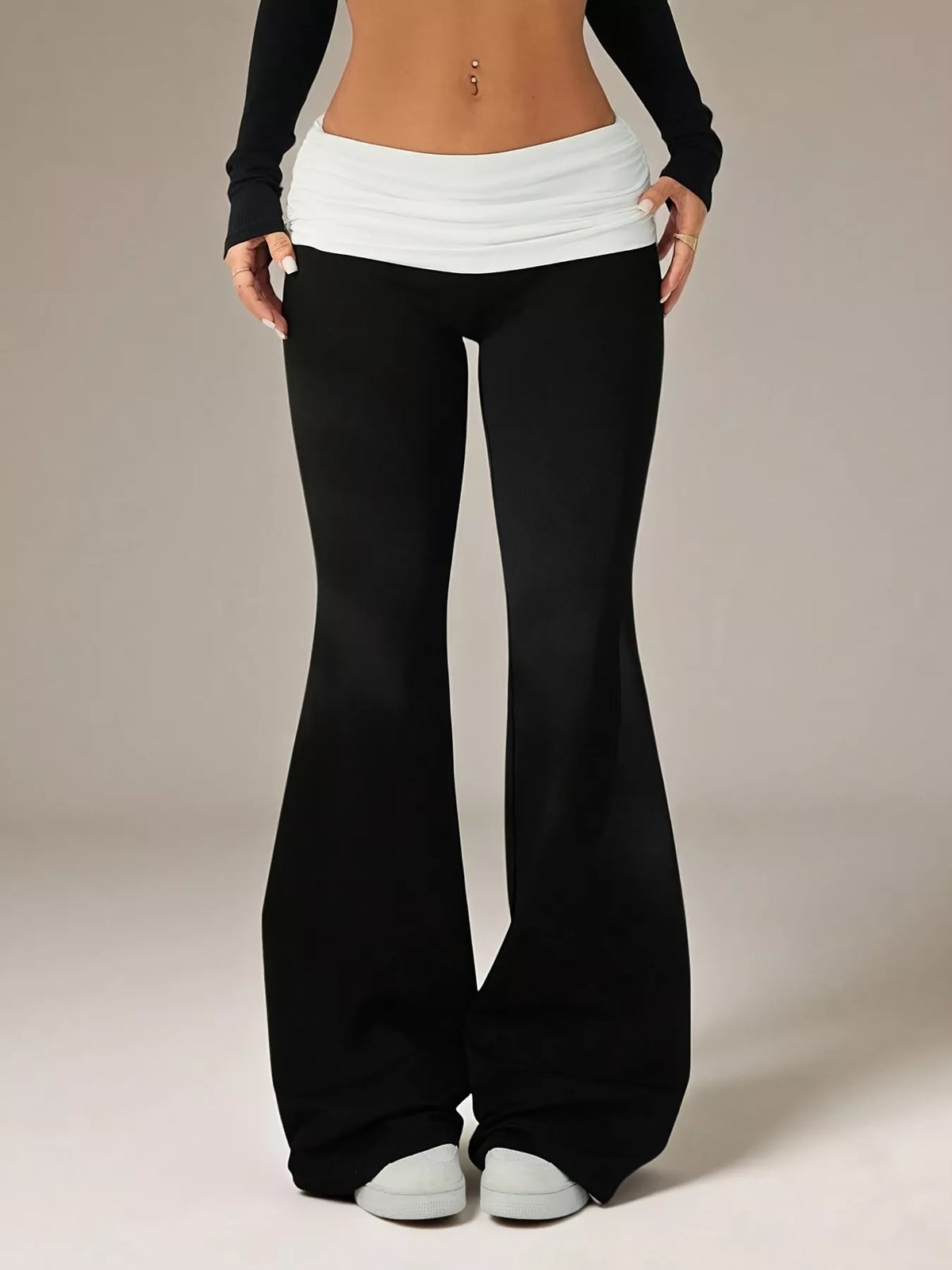 High-Waisted Polka Dot Flare Pants