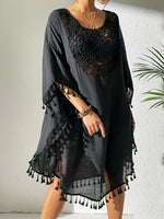 Tassel Cutout Scoop Neck Cover-Up Dress - Ladyez