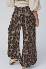Camo Print Wide Leg Casual Pants