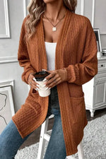 Textured Knit Open Front Cardigan