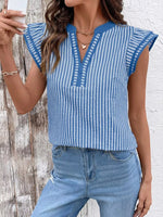 Striped Ruffle Sleeve Blouse