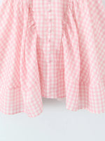 Gingham Ruffle Mini Dress with Lace Trim - Ladyez
