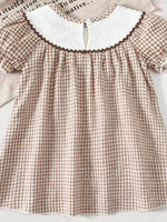 Children's Gingham Football Puff Sleeve Dress