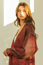 BiBi Metallic Knit V-neck Open Sweater Cardigan