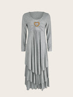 Full Size Heart-Decor Layered Midi Dress Plus Size