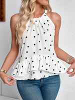 Ruffled Printed Halter Neck Cami Top - Ladyez