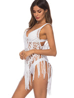 Crochet Fringe Beach Cover Up - Ladyez