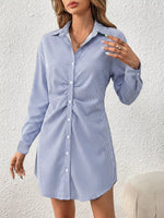 Striped Button-Up Shirt Dress