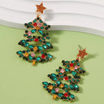 Christmas Tree Earrings with Rhinestones