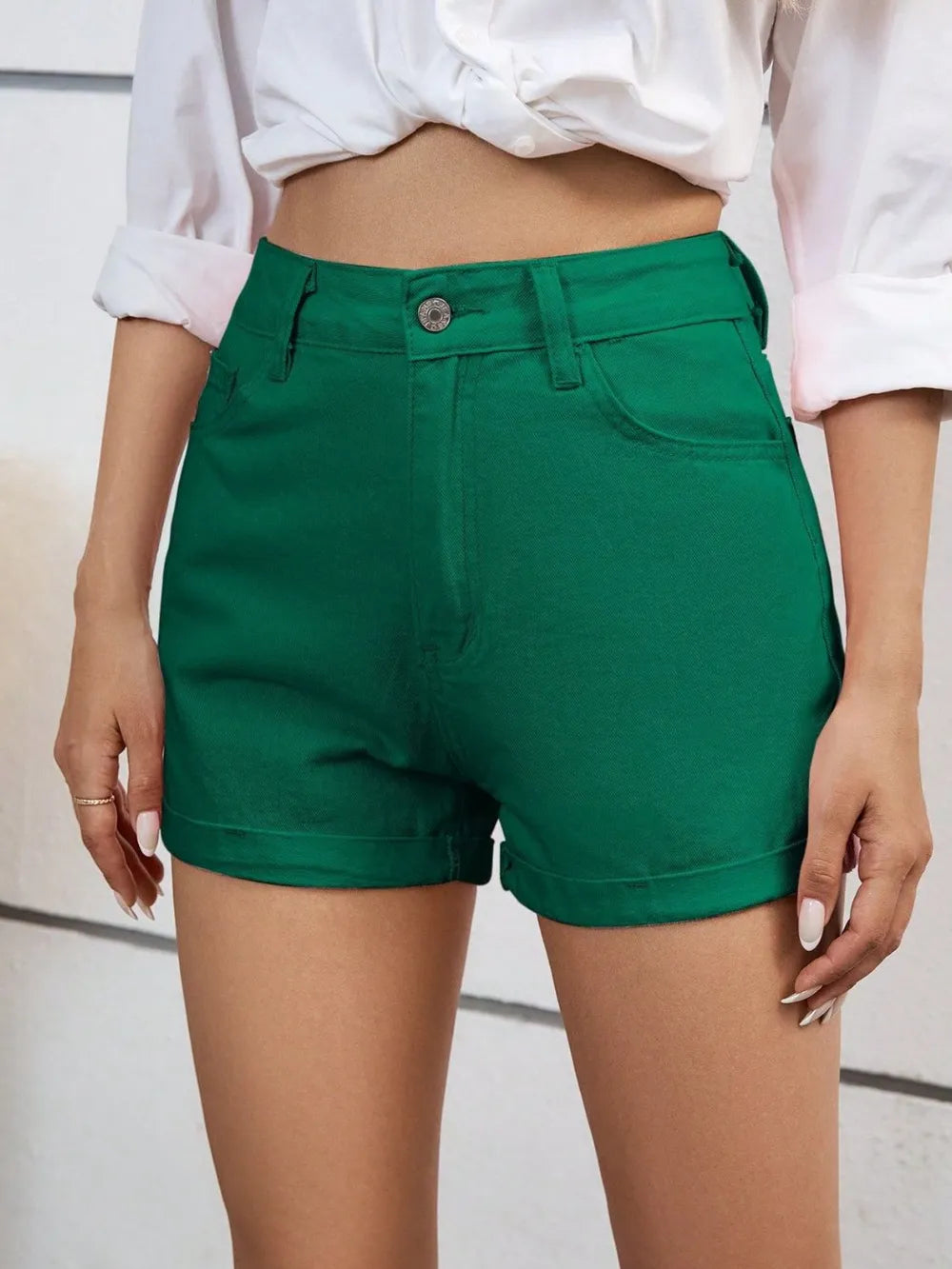 High Waist Denim Shorts - Ladyez