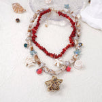 Boho Layered Multi-Strand Beach Shell Charm Necklace