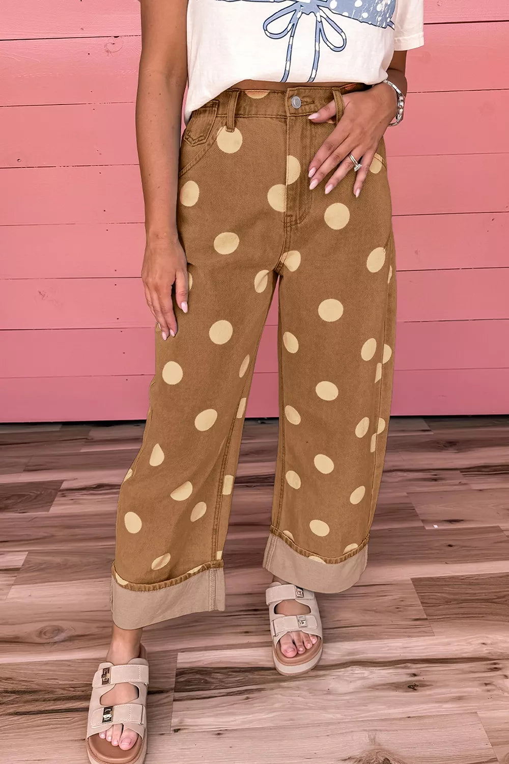 Polka Dot Wide Leg Jeans
