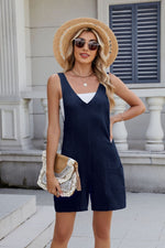 V-Neck Adjustable Strap Romper - Ladyez