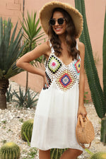 Geometric V-Neck Spaghetti Strap Cover Up Dress - Ladyez