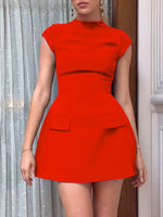 Mock Neck A-Line Mini Dress