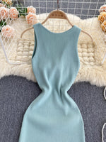 Knot Back Sleeveless Knit Bodycon Midi Dres