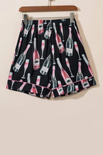 Champagne Print Short Sleeve Top and Shorts Set - Ladyez