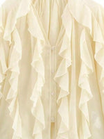 Ruffled Sheer Long Sleeve Blouse