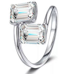 2 Carat Moissanite 925 Sterling Silver Bypass Ring