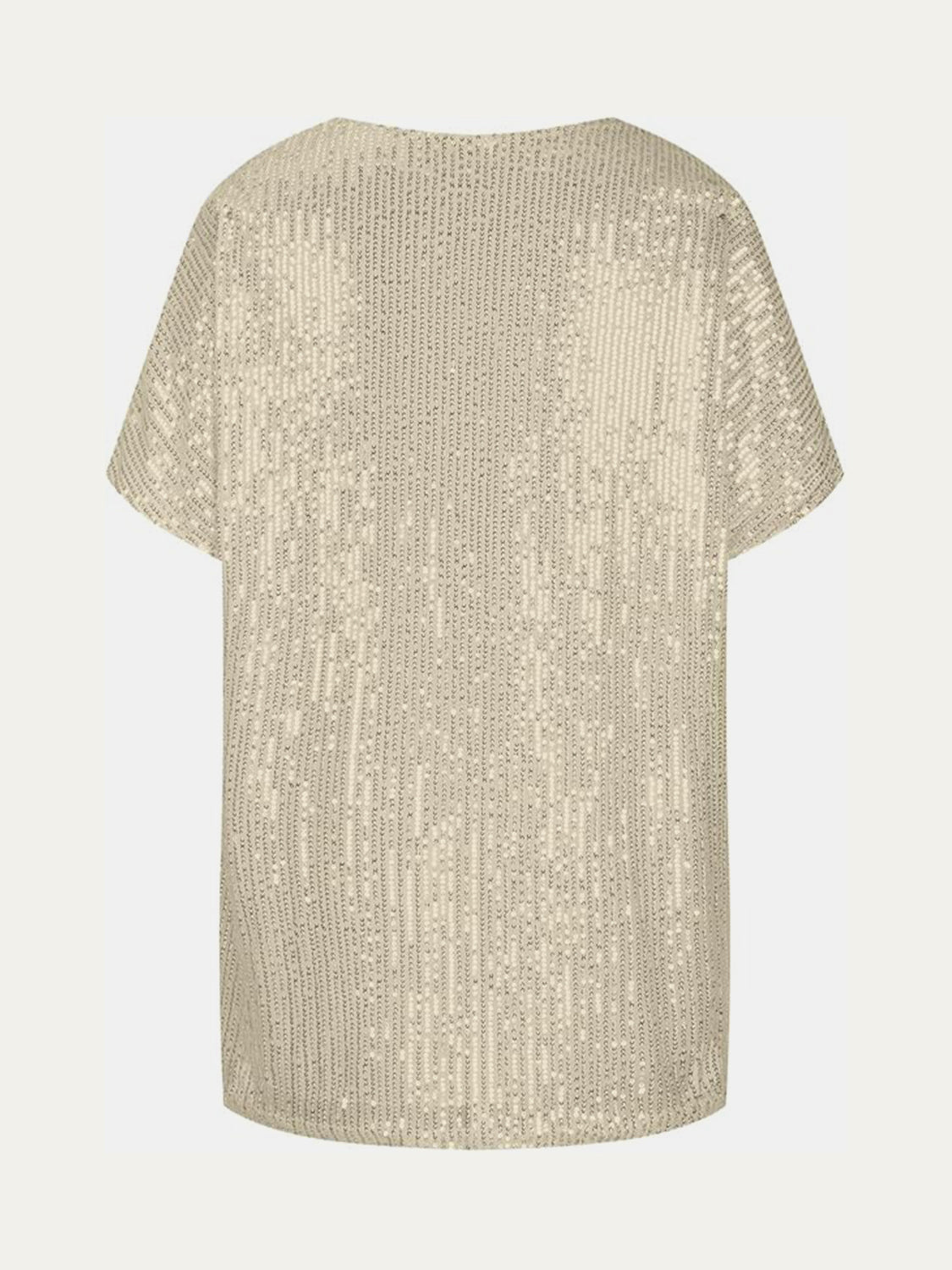 Full Size Sequin V-Neck Short Sleeve Top - Ladyez