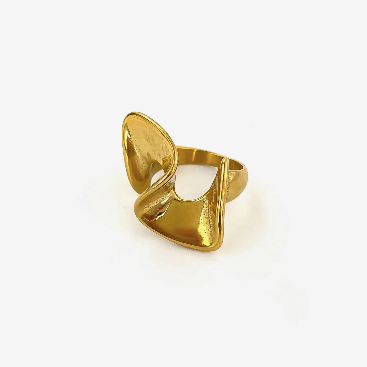 18K Gold-Plated Abstract Wave Ring - Ladyez