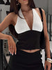 Halter Neck Color Block Cami Top