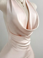 Satin Backless Halter Neck Dress