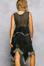 POL Texture Lace Ruffled Sleeveless Dress