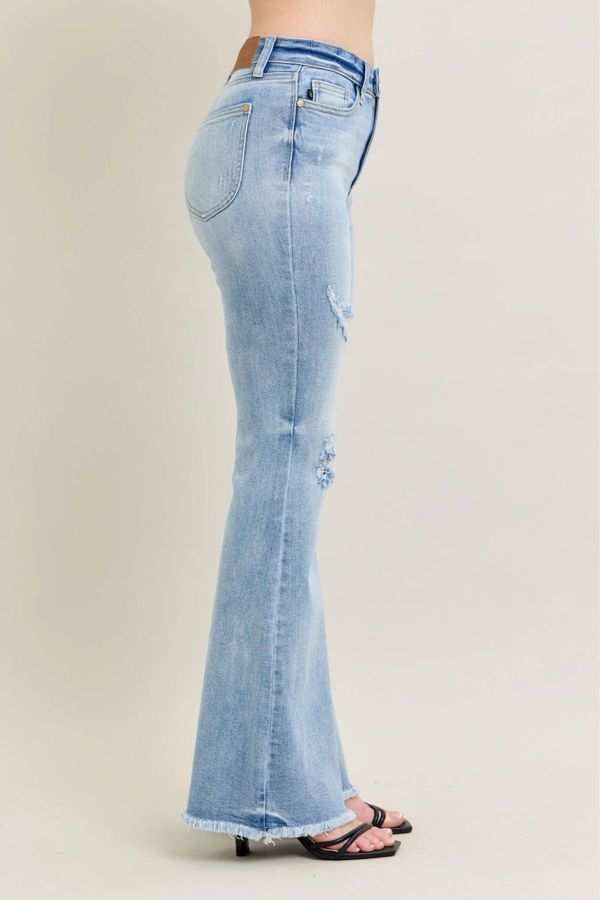Judy Blue Full Size Hw Flare Jeans W/ Shield Pockets Plus Size - Ladyez
