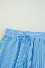 Ribbed Knit Round Neck Top and Pants Casual Set