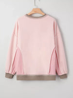 Waffle Color Block Patchwork Sequin Christmas Light Bulb Loose Sweatshirt