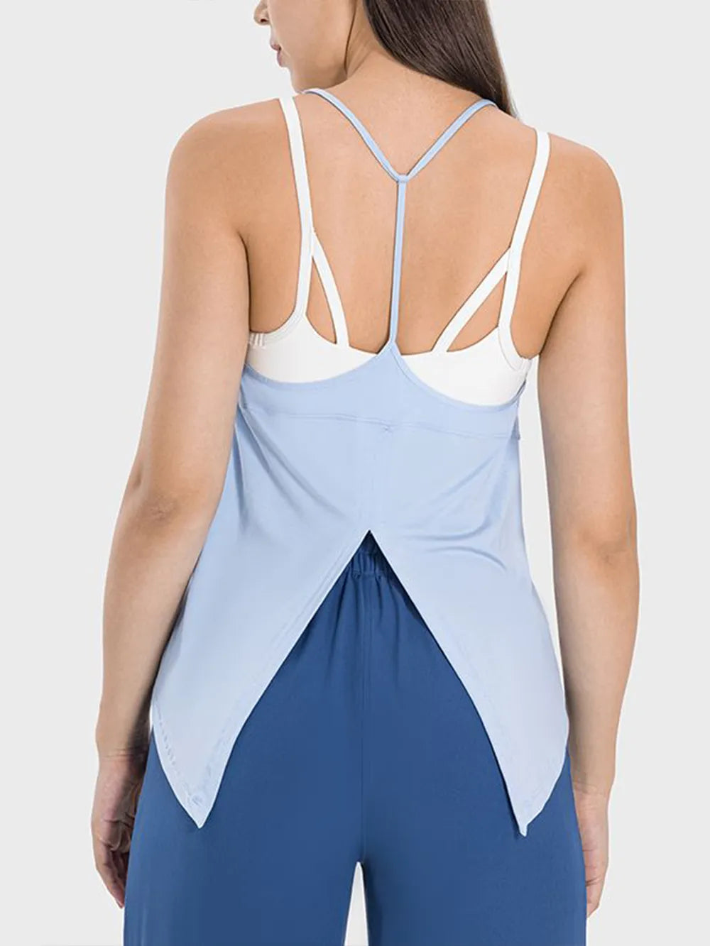 Millennia Slit Spaghetti Strap Scoop Neck Active Cami - Ladyez