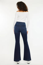 Kancan Button Fly High Rise Distressed Flare Jeans - Ladyez