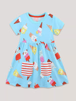 Children's Ice Cream Print Short Sleeve Dress