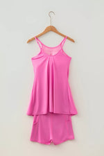 Twisted Strappy Back Active Mini Dress and Shorts Set