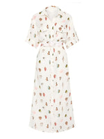 Printed Button Up Maxi Shirt Dress - Ladyez