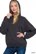 Zenana Drawstring Relaxed Fit Fleece Hoodie