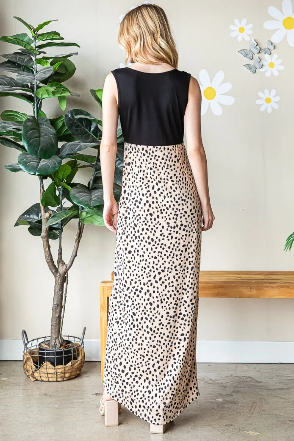 Heimish Full Size Slit Animal Print V-Neck Wide Strap Dress - Ladyez