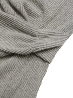 Ribbed Knit Twist Front Long Sleeve Midi Dress with Slit