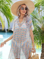 Angel Wings Multicolored Openwork Tassel Slit Cover-Up - Ladyez