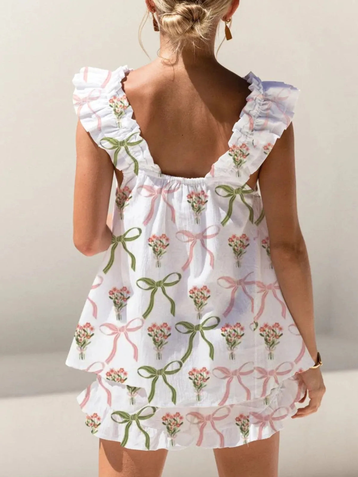 Ruffled Striped Tank and Shorts Set