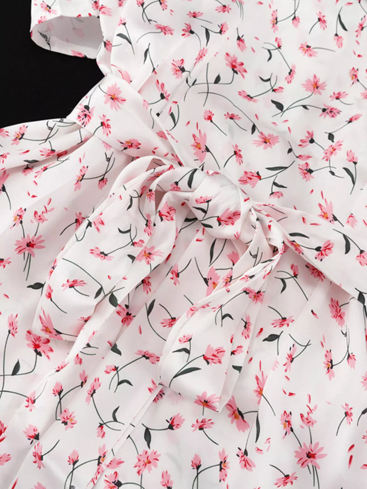 Floral Print V-Neck Flutter Sleeves Midi Dress