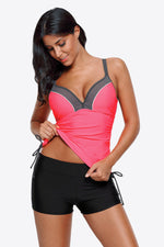 Contrast Sweetheart Neck Swim Cami - Ladyez