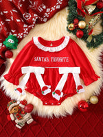 Children's Christmas Theme Bodysuit with Ruffled