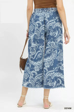 Umgee Stone Wash Wide Leg Crop Pants