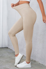 Crisscross Detail Wide Waistband Leggings - Ladyez
