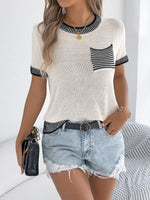 Round Neck Short Sleeve Knit Top